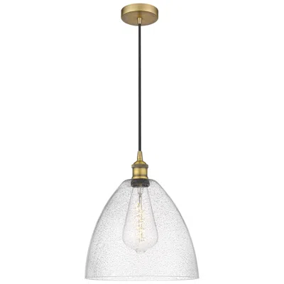Innovations Lighting Edison Dome 12" Brushed Brass Cord Hung Mini Pendant W/ Seedy Shade
