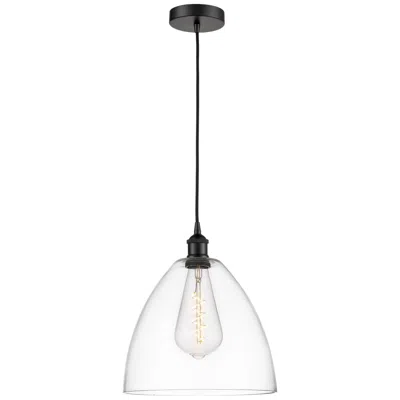 Innovations Lighting Edison Dome 12" Matte Black Cord Hung Mini Pendant W/ Clear Shade