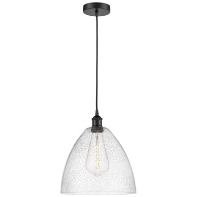 Innovations Lighting Edison Dome 12" Matte Black Cord Hung Mini Pendant W/ Seedy Shade