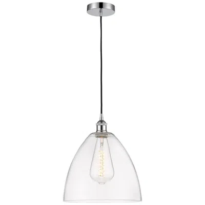Innovations Lighting Edison Dome 12" Polished Chrome Cord Hung Mini Pendant W/ Clear Shade