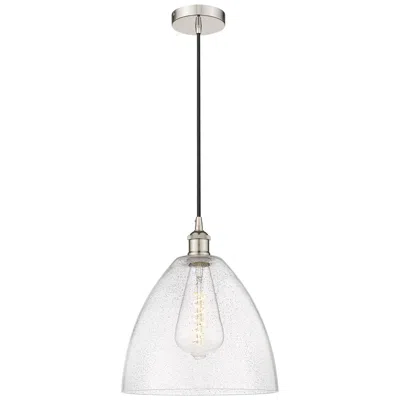 Innovations Lighting Edison Dome 12" Polished Nickel Cord Hung Mini Pendant W/ Seedy Shade