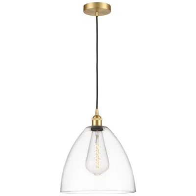 Innovations Lighting Edison Dome 12" Satin Gold Cord Hung Mini Pendant W/ Clear Shade