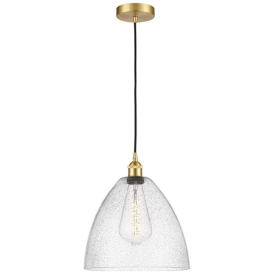 Innovations Lighting Edison Dome 12" Satin Gold Cord Hung Mini Pendant W/ Seedy Shade