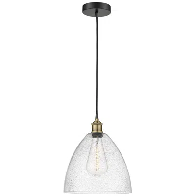 Innovations Lighting Edison Dome 12" Wide Black Brass Corded Mini Pendant W/ Seedy Shade