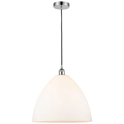 Innovations Lighting Edison Dome 16" Polished Chrome Cord Hung Pendant W/ Matte White Shade