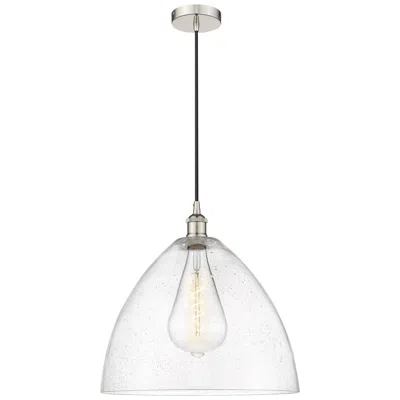 Innovations Lighting Edison Dome 16" Polished Nickel Cord Hung Pendant W/ Seedy Shade