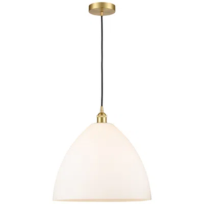 Innovations Lighting Edison Dome 16" Satin Gold Cord Hung Pendant W/ Matte White Shade