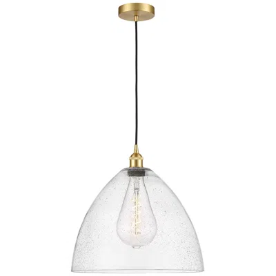Innovations Lighting Edison Dome 16" Satin Gold Cord Hung Pendant W/ Seedy Shade