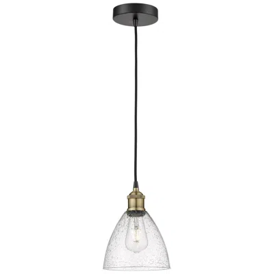 Innovations Lighting Edison Dome 7.5"w Black Brass Corded Mini Pendant W/ Seedy Shade