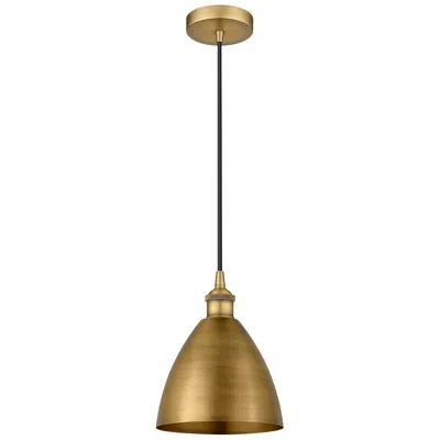 Innovations Lighting Edison Dome 7.5"w Brushed Brass Corded Mini Pendant W/ Matte Black Sha