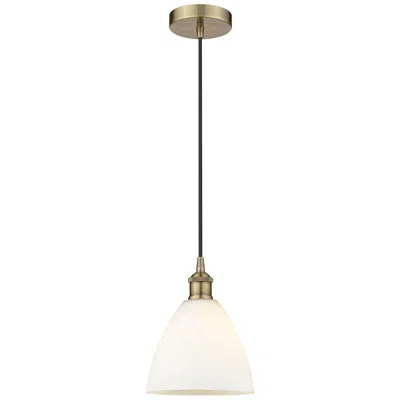 Innovations Lighting Edison Dome 8" Antique Brass Cord Hung Mini Pendant W/ Matte White Sha