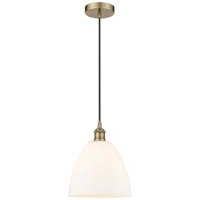 Innovations Lighting Edison Dome 9" Antique Brass Cord Hung Mini Pendant W/ Matte White Sha In Gold