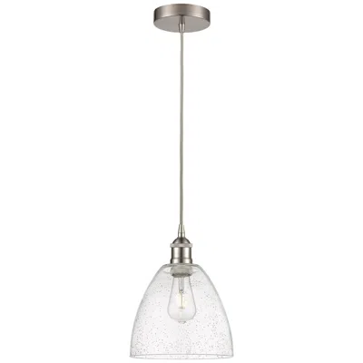 Innovations Lighting Edison Dome 9" Brushed Satin Nickel Cord Hung Mini Pendant W/ Seedy Sh