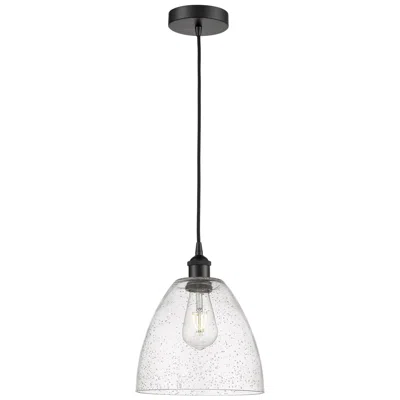 Innovations Lighting Edison Dome 9" Matte Black Cord Hung Mini Pendant W/ Seedy Shade