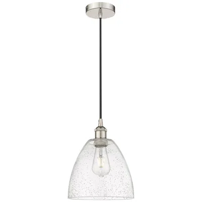 Innovations Lighting Edison Dome 9" Polished Nickel Cord Hung Mini Pendant W/ Seedy Shade