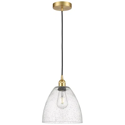 Innovations Lighting Edison Dome 9" Satin Gold Cord Hung Mini Pendant W/ Seedy Shade