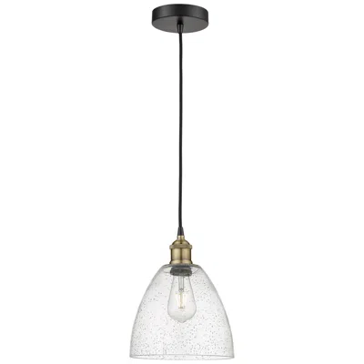 Innovations Lighting Edison Dome 9" Wide Black Brass Corded Mini Pendant W/ Seedy Shade
