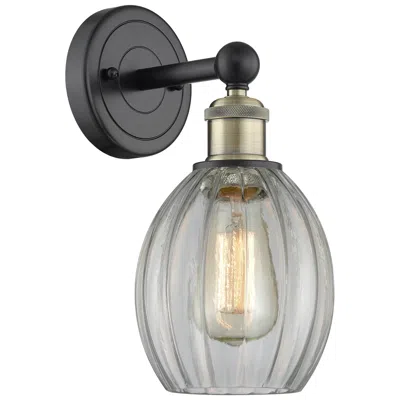Innovations Lighting Edison Eaton 12.5"high Black Antique Brass Sconce With Clear Shade