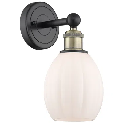 Innovations Lighting Edison Eaton 12.5"high Black Antique Brass Sconce With Matte White Sha