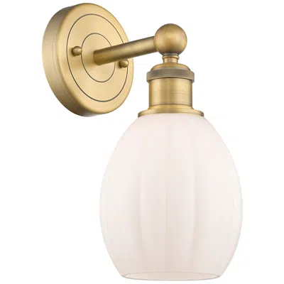 Innovations Lighting Edison Eaton 12.5"high Brushed Brass Sconce With Matte White Shade