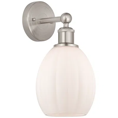 Innovations Lighting Edison Eaton 6" Brushed Satin Nickel Sconce W/ Matte White Shade In Multi