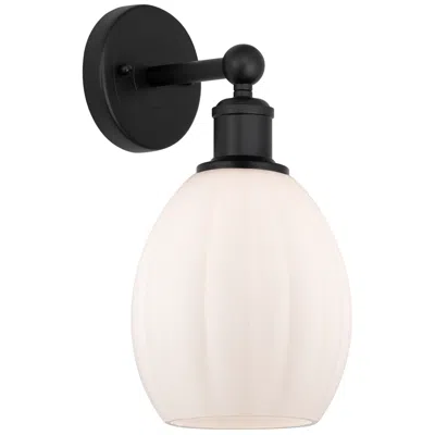 Innovations Lighting Edison Eaton 6" Matte Black Sconce W/ Matte White Shade In Multi