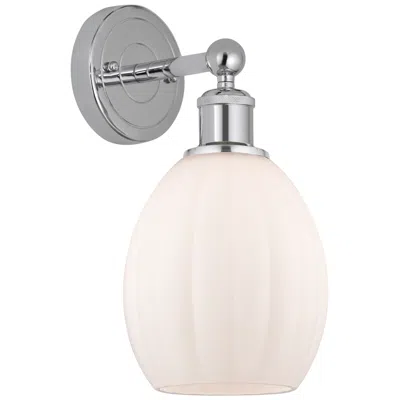 Innovations Lighting Edison Eaton 6" Polished Chrome Sconce W/ Matte White Shade In Multi