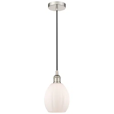 Innovations Lighting Edison Eaton 6" Polished Nickel Cord Hung Mini Pendant W/ Matte White