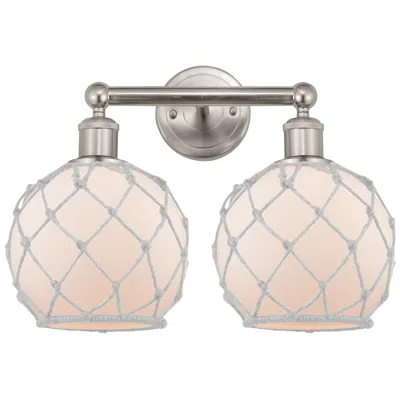 Innovations Lighting Edison Farmhouse 17"w 2 Light Brushed Nickel Bath Light W/ White Shade