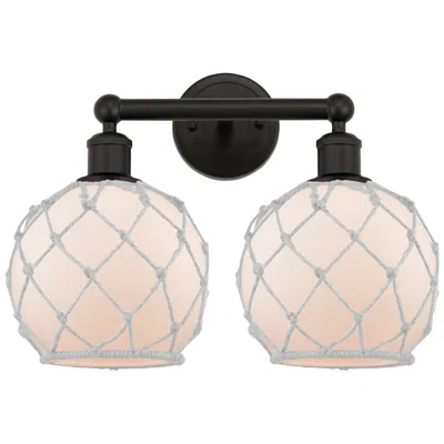 Innovations Lighting Edison Farmhouse 17"w 2 Light Oiled Bronze Bath Light W/ White Shade