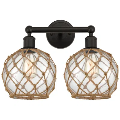 Innovations Lighting Edison Farmhouse 17"w 2-lt Oiled Bronze Vanity W/ Clear Brown Shade