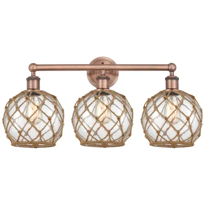 Innovations Lighting Edison Farmhouse 26"w 3 Light Copper Bath Light W/ Clear Brown Shade