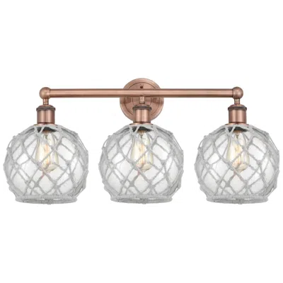 Innovations Lighting Edison Farmhouse 26"w 3 Light Copper Bath Light W/ Clear White Shade