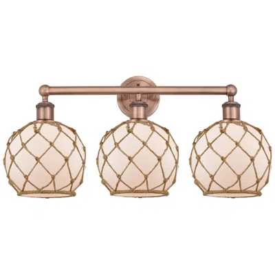Innovations Lighting Edison Farmhouse 26"w 3 Light Copper Bath Light W/ White Brown Shade