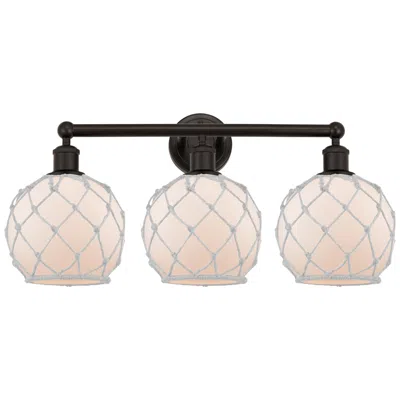 Innovations Lighting Edison Farmhouse 26"w 3 Light Oiled Bronze Bath Light W/ White Shade