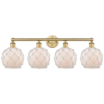 Innovations Lighting Edison Farmhouse 35"w 4 Light Brushed Brass Bath Light W/ White Shade
