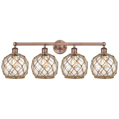 Innovations Lighting Edison Farmhouse 35"w 4 Light Copper Bath Light W/ Clear Brown Shade