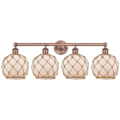 Innovations Lighting Edison Farmhouse 35"w 4 Light Copper Bath Light W/ White Brown Shade