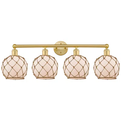 Innovations Lighting Edison Farmhouse 35"w 4 Light Gold Bath Light W/ White Brown Shade