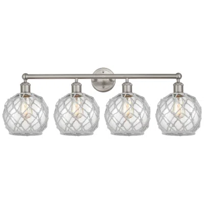 Innovations Lighting Edison Farmhouse 35"w 4 Light Nickel Bath Light W/ Clear White Shade