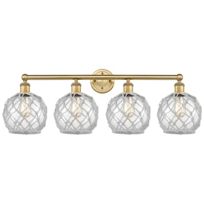 Innovations Lighting Edison Farmhouse 35"w 4-lt Brushed Brass Vanity W/ Clear White Shade