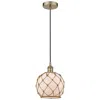 Innovations Lighting Edison Farmhouse 8" Brass Corded Mini Pendant W/ White & Brown Rop In Gold