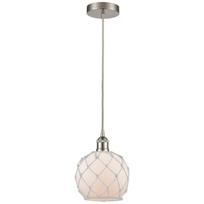 Innovations Lighting Edison Farmhouse 8" Brushed Nickel Corded Mini Pendant W/ White Rope S