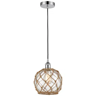 Innovations Lighting Edison Farmhouse 8" Chrome Corded Mini Pendant W/ Clear & Brown Ro