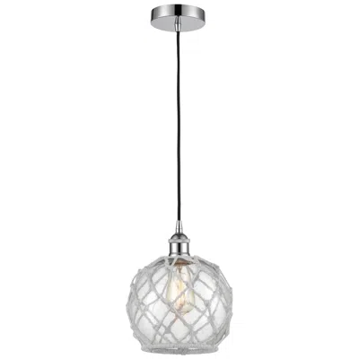 Innovations Lighting Edison Farmhouse 8" Chrome Corded Mini Pendant W/ Clear & White Ro