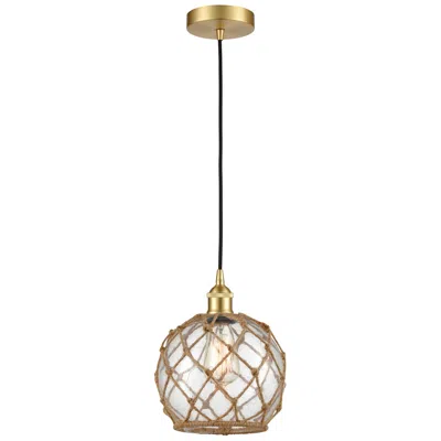 Innovations Lighting Edison Farmhouse 8" Gold Corded Mini Pendant W/ Clear & Brown Rope