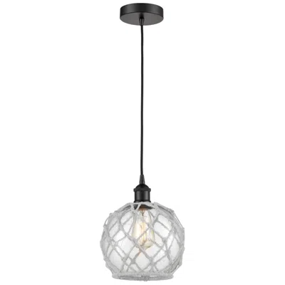 Innovations Lighting Edison Farmhouse 8" Matte Black Corded Mini Pendant W/ Clear & Whi