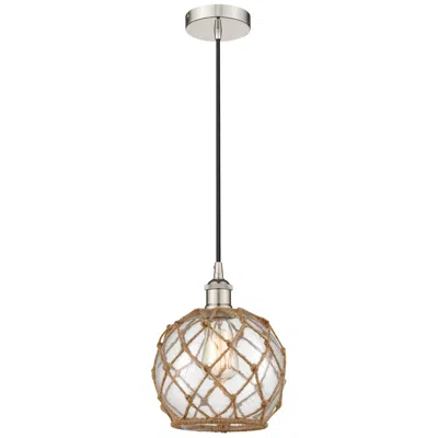 Innovations Lighting Edison Farmhouse 8" Polished Nickel Corded Pendant W/ Clear & Brow