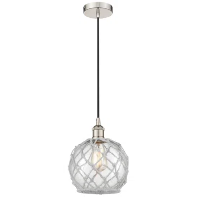 Innovations Lighting Edison Farmhouse 8" Polished Nickel Corded Pendant W/ Clear & Whit