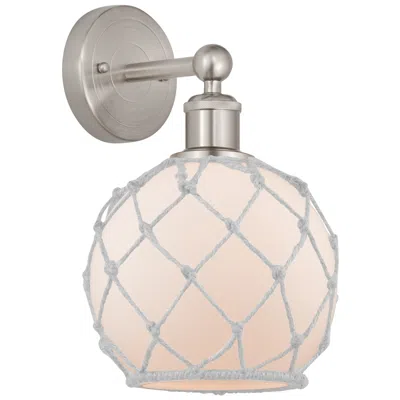 Innovations Lighting Edison Farmhouse Rope 12"h Brushed Nickel Sconce W/ White Glass Shade